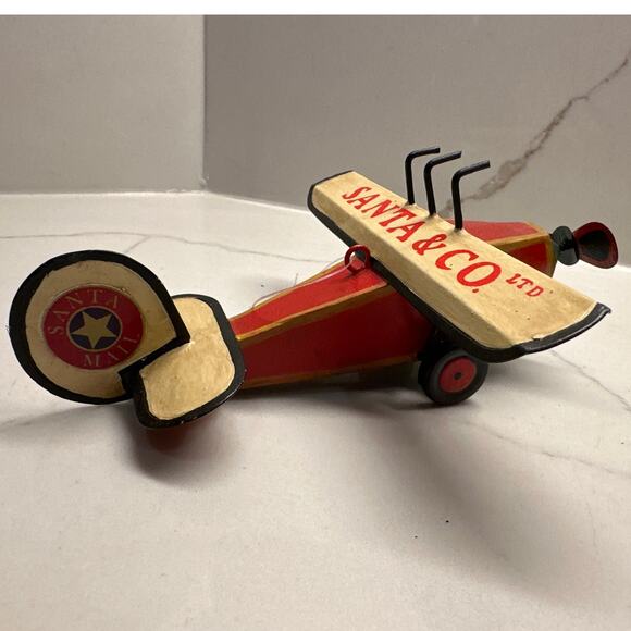 New Decorative Vintage Metal Airplane 6” Ornament SANTA & CO - Picture 5 of 7